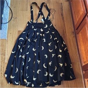 NWT English Factory Black Banana Print Removable overall Strap Skirt